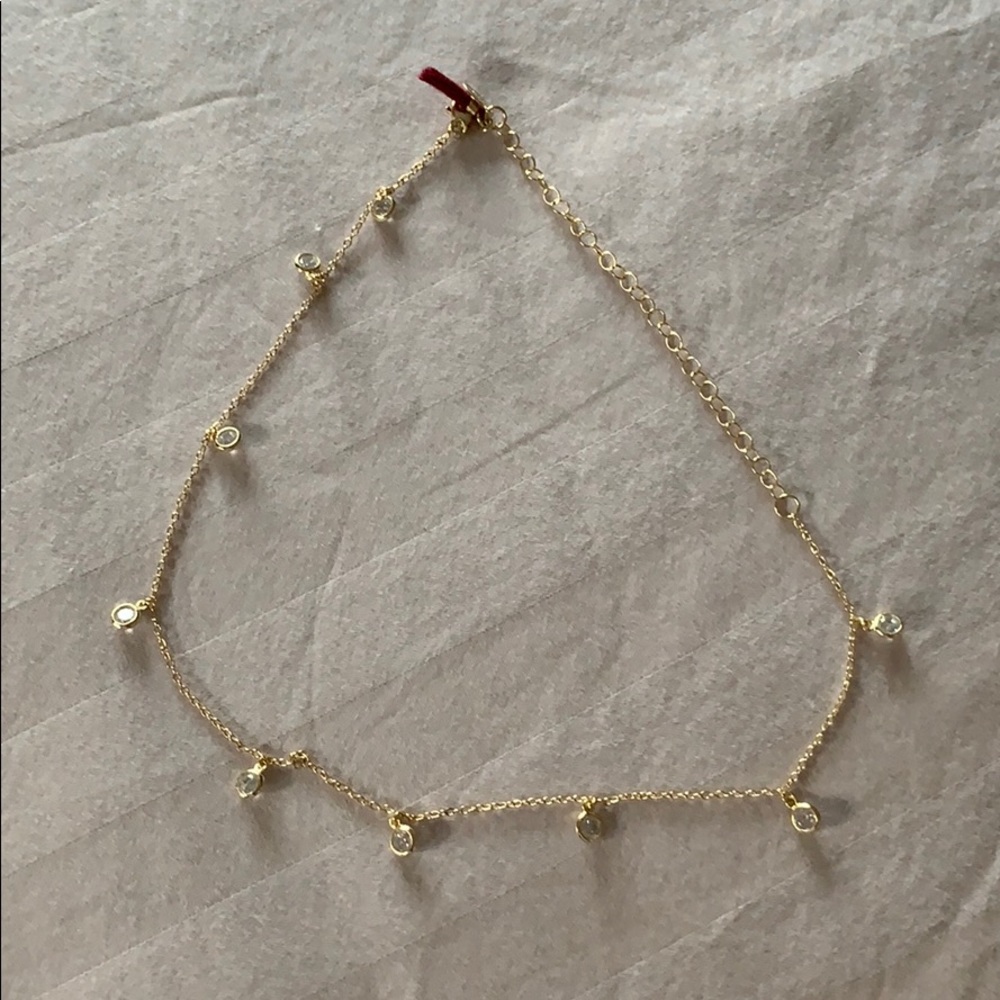 Gold chain choker with crystals